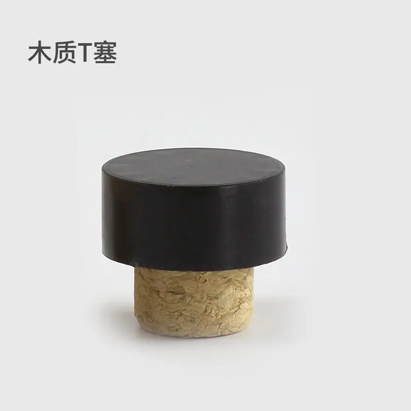 High Quality T Shape Black Plastic Lid ,Wine Cork stoppers With matte black color Aluminium coat for liquor bottle