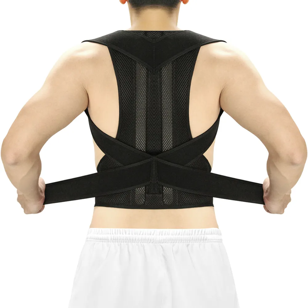 Corrector de postura ajustável para costas, cinto de nylon com suporte para costas, cinto universal de neoprene para homens e mulheres