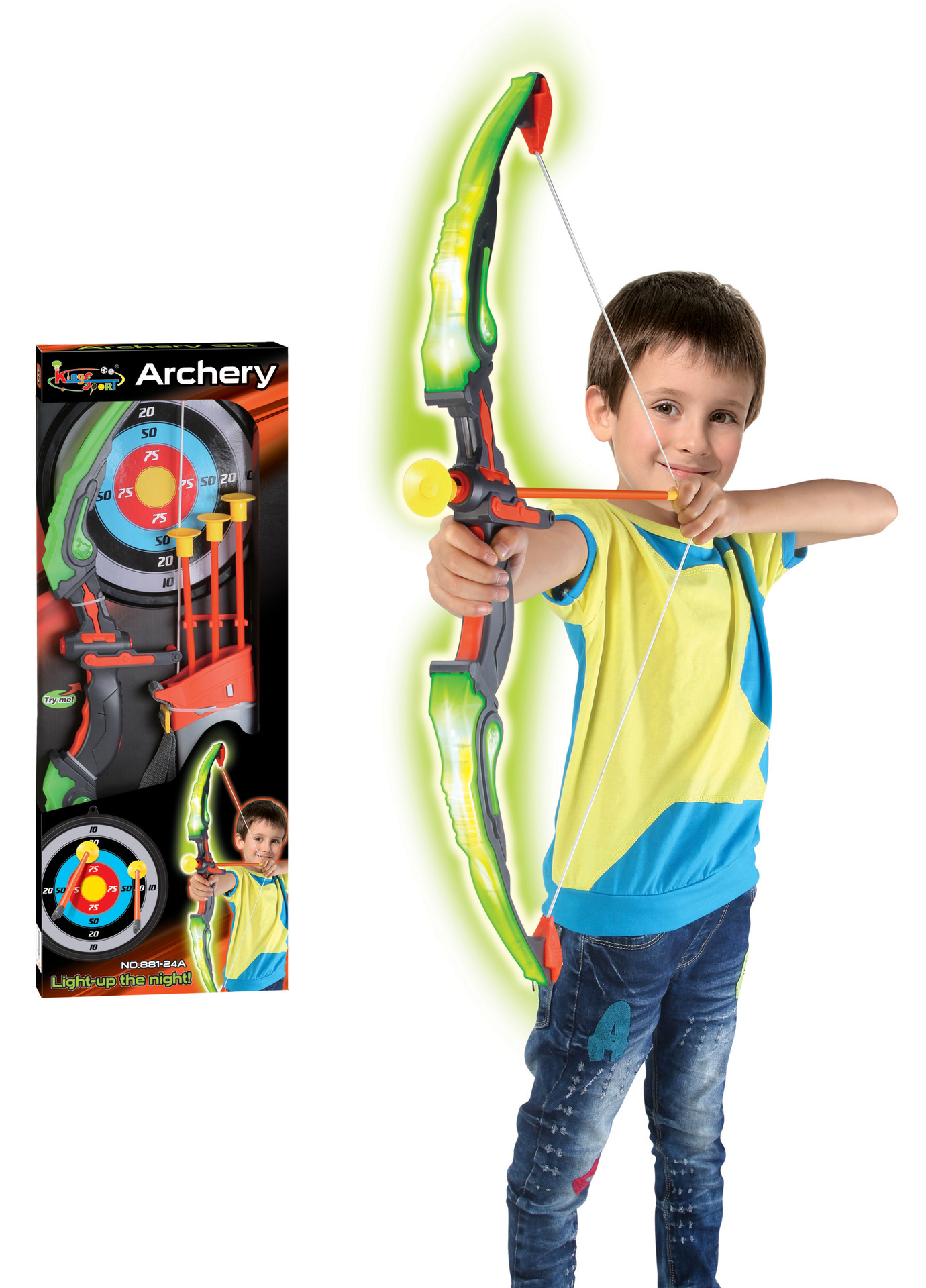 Arc + trois flèches + cible + carquois