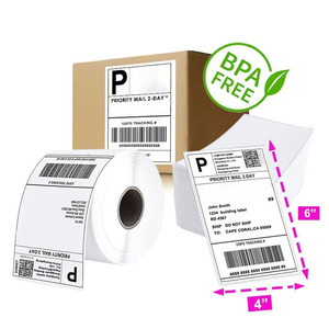 4&quot; X 6&quot; Self Adhesive Printer Barcode Printer Direct Thermal Shipping Sticker for <strong>USPS</strong> FBA UPS Ebay 4x6 Inch Fanfold Label