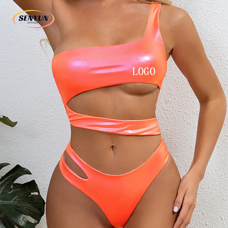 Ausgehöhlt Erwachsene Einteiler Bademode Strandbekleidung individuelles LOGO rückenfrei Dreieck jung heiß sexy Mädchen Bandage Halter Bikinis