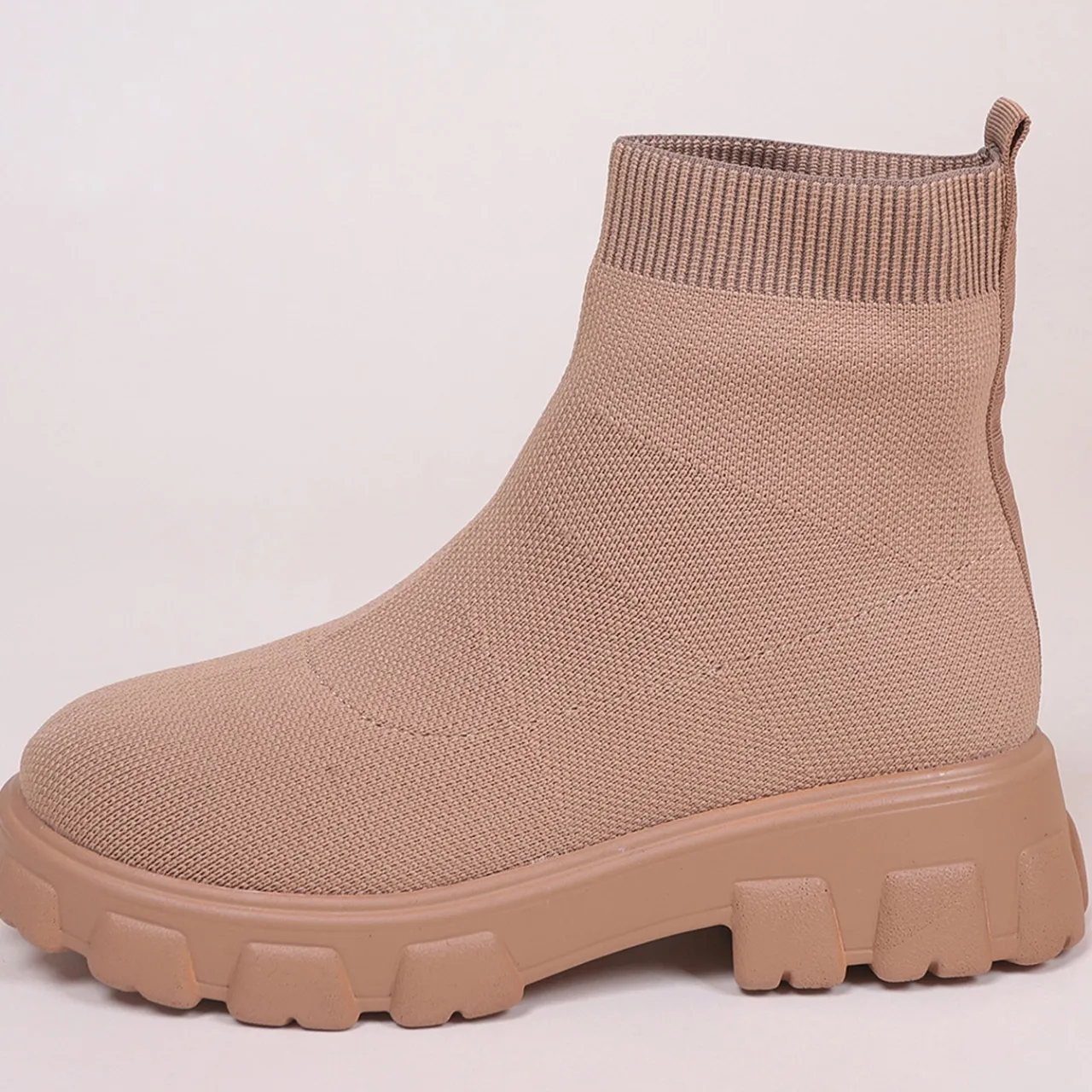 Botas de nieve de talla grande para mujer 2023 Booshirtsmer de lana blanca con cierre de cremallera Botas tejidas voladoras elásticas para primavera y otoño