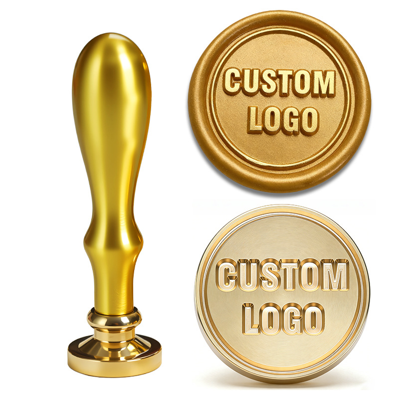 Hecho a medida (mango con sello oficial dorado y cabeza de cobre de 2,5 cm)