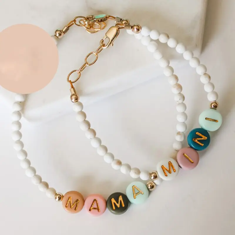 Personalized Mama Bracelet Jewelry Gift Custom Name Letters Beads Bracelet Kids Baby Bracelets