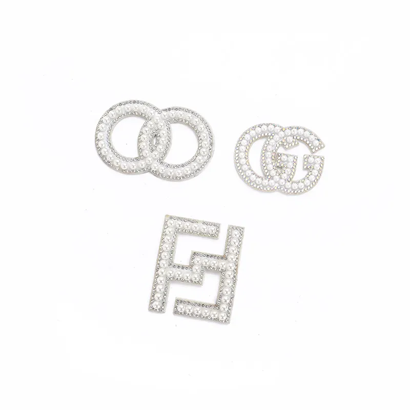 3D Hand Self Adhesive Lettering Pearl Rhinestone Ironing Applique