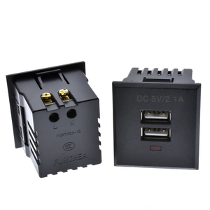 双USB交流电源插座嵌入式双USB桌面插座DC充电电源面板模块插座5V 2.1A - Product Image 1