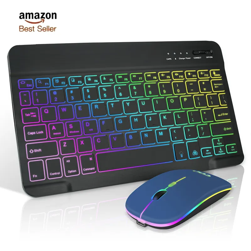 Odm-teclado y ratón inalámbricos para tableta pequeña, Mouse con retroiluminación RGB, miniteclado delgado y combinación de ratón personalizada, Oem, precio de fábrica