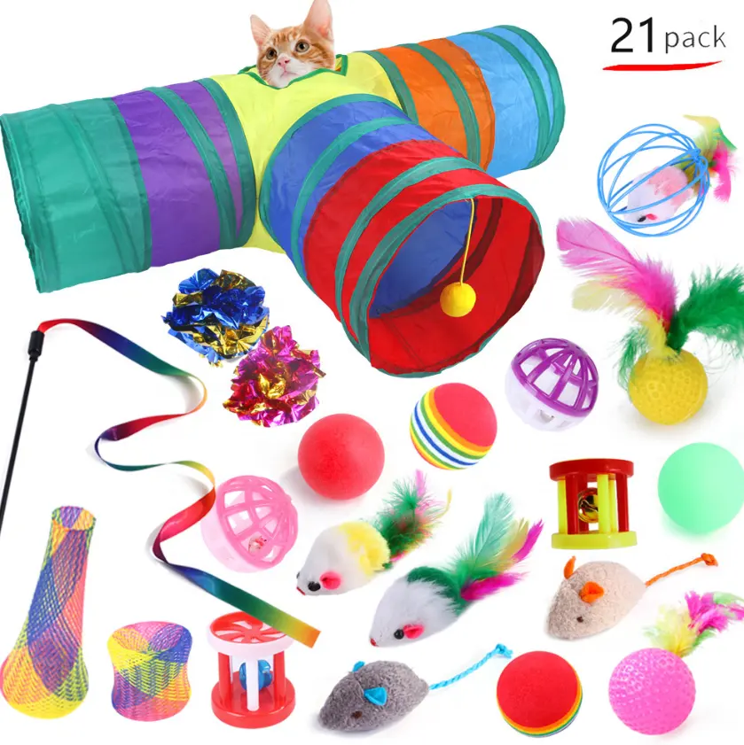 Conjunto de brinquedos de pelúcia para gatos, atacado, todos os tipos de animal de estimação, gato, brinquedo engraçado