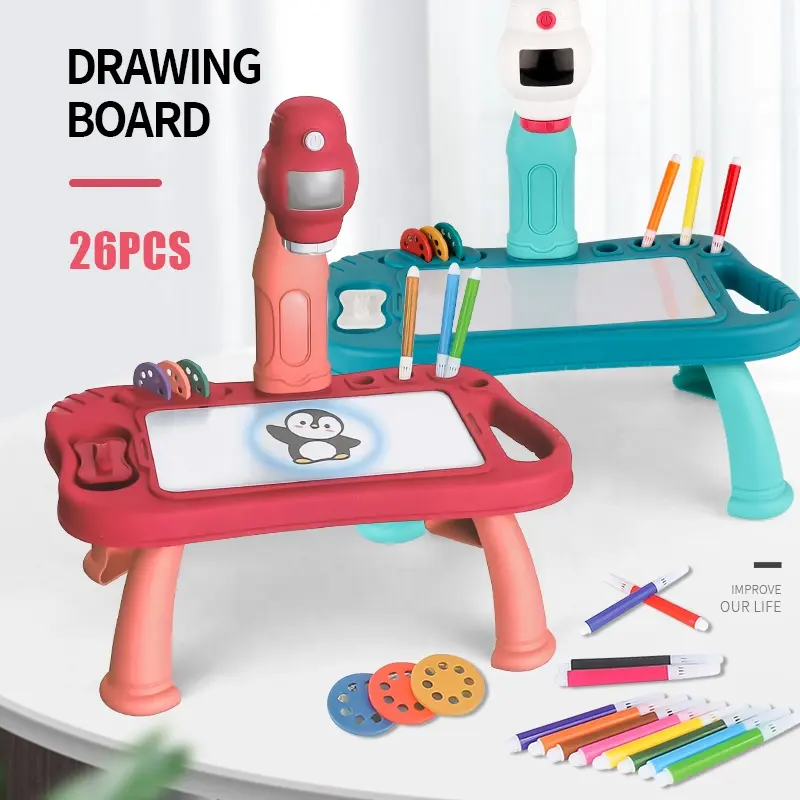 Skateboard Table de peinture à LED pour enfants, jouets d'apprentissage éducatif, Table d'écriture, projecteur de dessin pour enfants