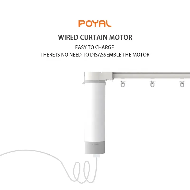 Cortinas motorizadas POYAL para sala de estar Motor de cortina con cable de lujo con Control remoto Tuya Smart Custom Curtain Track Moto