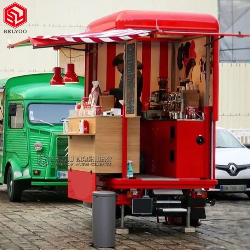 Belyoo Factory Mobile Food Cart Pizza Triciclo Hot Camping Aço Inoxidável Mini Food Truck Para Venda Food Vending