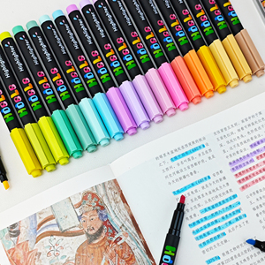 Juego de 6 colores, rotulador fluorescente, Rotulador con puntas de cincel para papelería de oficina - Product Image 3