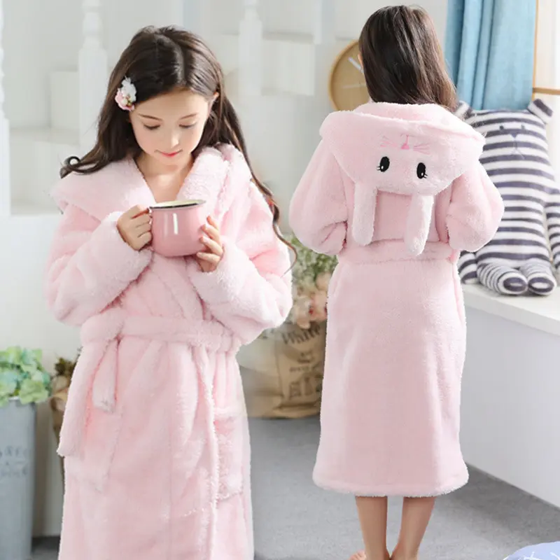 En gros Offre Spéciale Super Doux Peignoir Enfant Enfants Enfants Peignoir Flanelle Peignoirs À Capuche