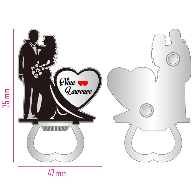 Nuovo Design personalizzato matrimonio matrimonio metallo Souvenir magnete Souvenir di nozze regali per gli ospiti