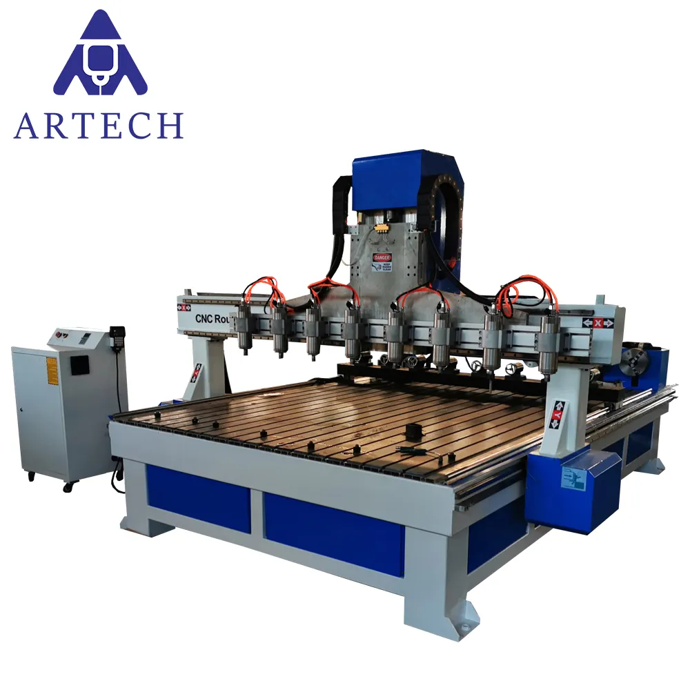 Çin tedarikçisi çok kafa 4 eksen Cnc Router makine için 6 8 kafaları ahşap kanepe sandalye masa arka bacak oyma döner