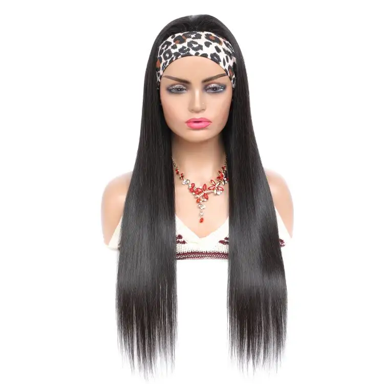 Apple Girl Wholesale Virgin Brazilian Hair Cuticle Aligned Straight Hair Wig Headband Machine Made Headband Wig Human Hair Cheap