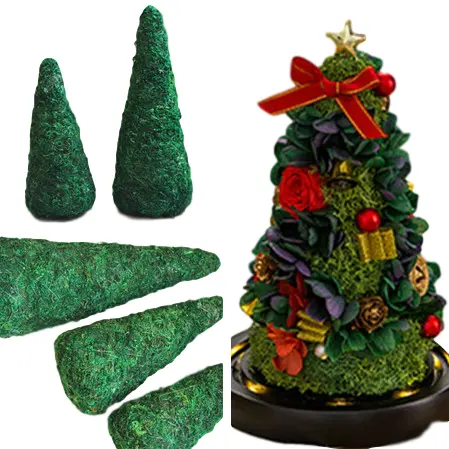 Modello di albero di Natale di lusso con fiori conservati e muschio per la casa e la festa decorazione di dimensioni personalizzate regalo per le vacanze