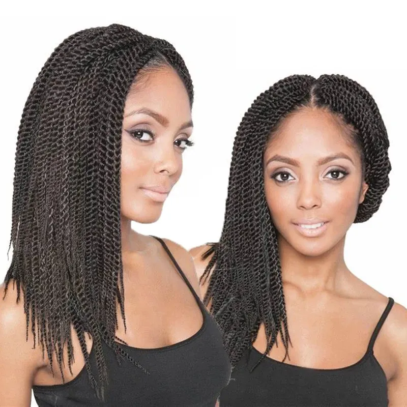 Sintético trenzado pelucas delanteras de encaje Twist trenzas peluca para las mujeres negras de calor trenzas sintéticas pelucas con el pelo del bebé