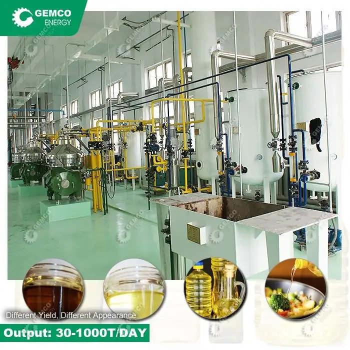 Planta de refinería de aceite de cocina Industrial para procesamiento de verduras, aceite de arroz crudo completo personalizado, gran escala