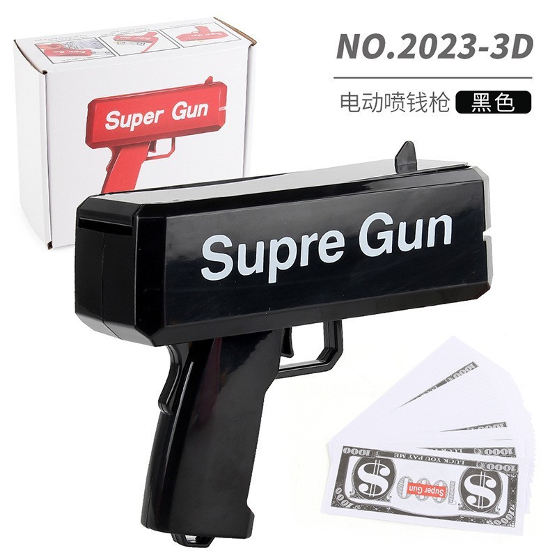 PISTOLA DE PULVERIZACIÓN negro con pistola de Supre + 100 hojas de papel moneda