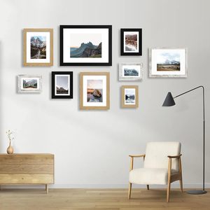8x10相框套装悬挂风格真玻璃黑色木框8x10照片垫5x7垫4x6家用展示桌面墙 - Product Image 4
