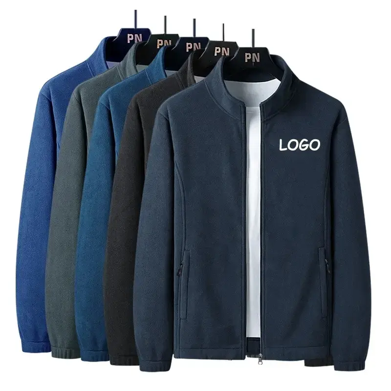 OEM Vente en gros Logo extérieur Fermeture à glissière Polyester Uniforme d'entreprise Personnel de l'entreprise Fermeture à glissière complète pour hommes Custom Tech Micro Polar Fleece Jacket Men