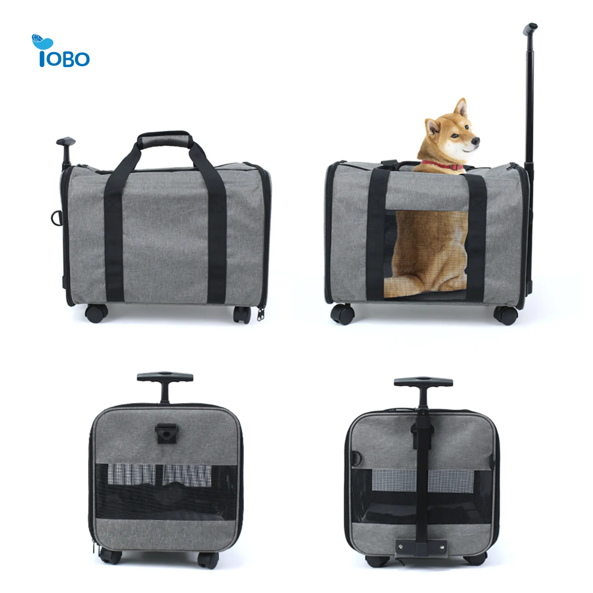 Pet Wheels Rolling Carrier Transportador de viaje con ruedas extraíble para mascotas