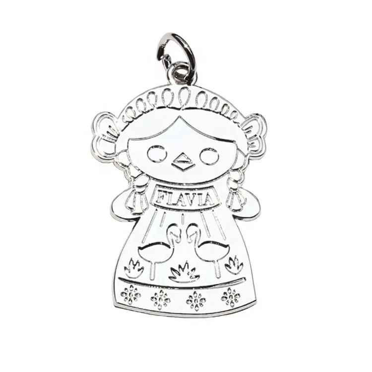 Breloques de suspension en métal pour bracelet, accessoires de bijoux imprimés, logo de dessin animé, couleur argent et personnalisé, pièces