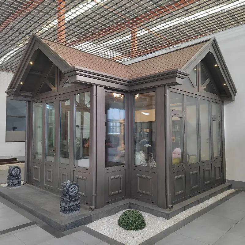 Cách nhiệt prefab mở rộng cho mùa đông solarium xách tay có thể thu vào nhôm khung kính nhà miễn phí đứng sunroom Kit