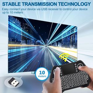 EASYTONE Rechargeable Li-ion Battery 87 <strong>Keys</strong> Backlit Mini Wireless <strong>Keyboard</strong> Touchpad Mouse Combo Multi-Media Handheld for Gaming - Product Image 4