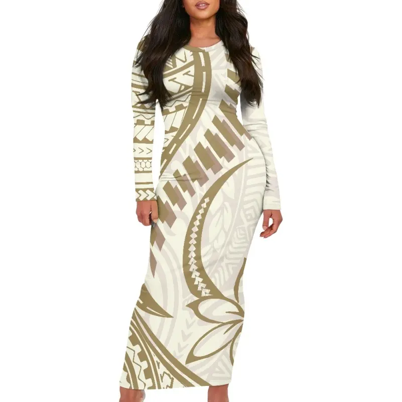 Meilleures ventes, robes polynésiennes personnalisées pour filles, robes de soirée formelles à manches longues pour femmes, robe longue Samoan Puletasi Premium