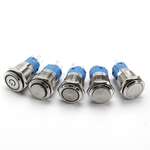 16mm Start Power Metal <strong>Push</strong> <strong>Button</strong> <strong>Led</strong> 3 5 Pin 1NO Flat Round Head Stainless Steel Momentary <strong>Push</strong> <strong>Button</strong> <strong>Switch</strong> <strong>With</strong> Light - Product Image 2