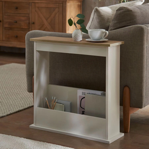 Mesa auxiliar Simple multifuncional blanca de madera de construcción robusta, mesa de centro de 2 capas para dormitorio y sala de estar - Product Image 3