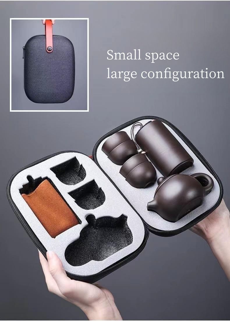 Arcilla púrpura una olla cuatro tazas + té Caddy