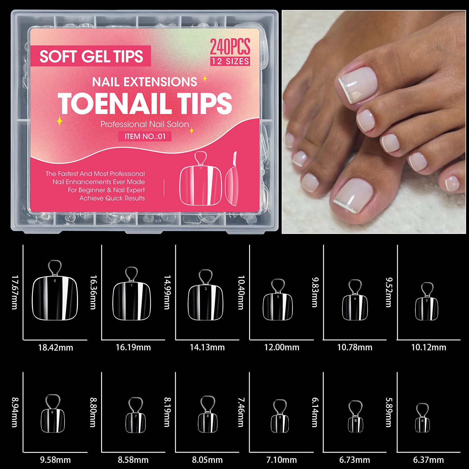 240 pieces of foot nails 01 PMMA12size