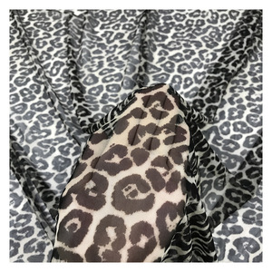 Tela elástica de malla con estampado digital, tejido elástico con diseño de leopardo negro - Product Image 1