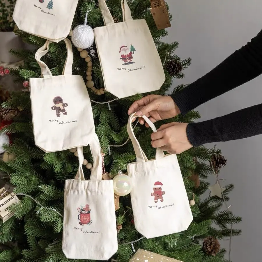 Индивидуальные высококачественные сумки-тоуты из органического хлопка, холщовые сумки, рождественский подарок, сумка для ювелирных изделий с логотипом