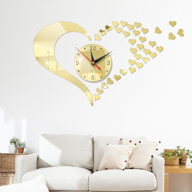 European Wholesale Home DIY 3d Acrylic Number Mirror Decorative Wall Clock
