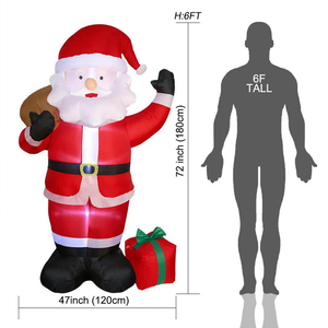 Biểu Tượng Tùy Chỉnh Giáng Sinh Trang Trí <span class=keywords><strong>Inflatable</strong></span> Santa Búp Bê Nhà Máy Bán Buôn 6ft Cao Giáng Sinh <span class=keywords><strong>Inflatable</strong></span> Trang Trí Với Ánh Sáng LED - Product Image 2