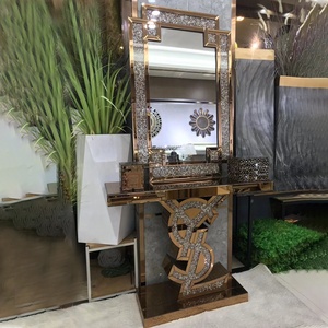 Sıcak oturma odası mobilya dikdörtgen kahverengi ayna cam uzun aynalı konsol masası koridor masaları seti - Product Image 6