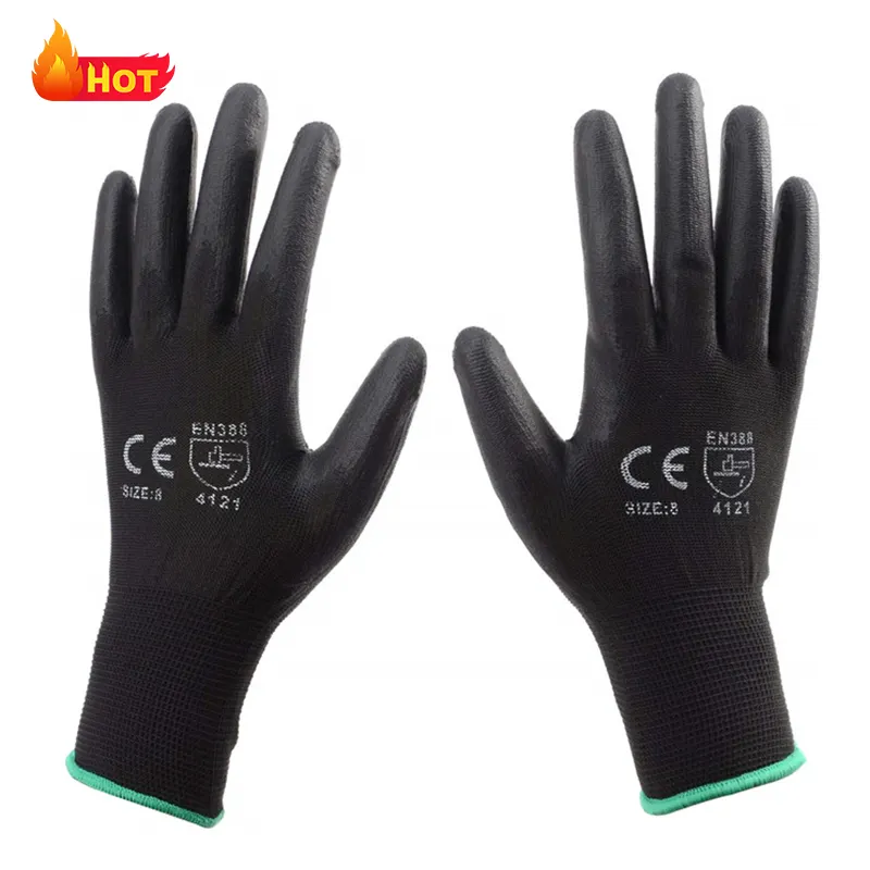 Equipo de protección personal CE guantes con EN388 4131 guantes de trabajo recubiertos de PU completo guante para trabajo