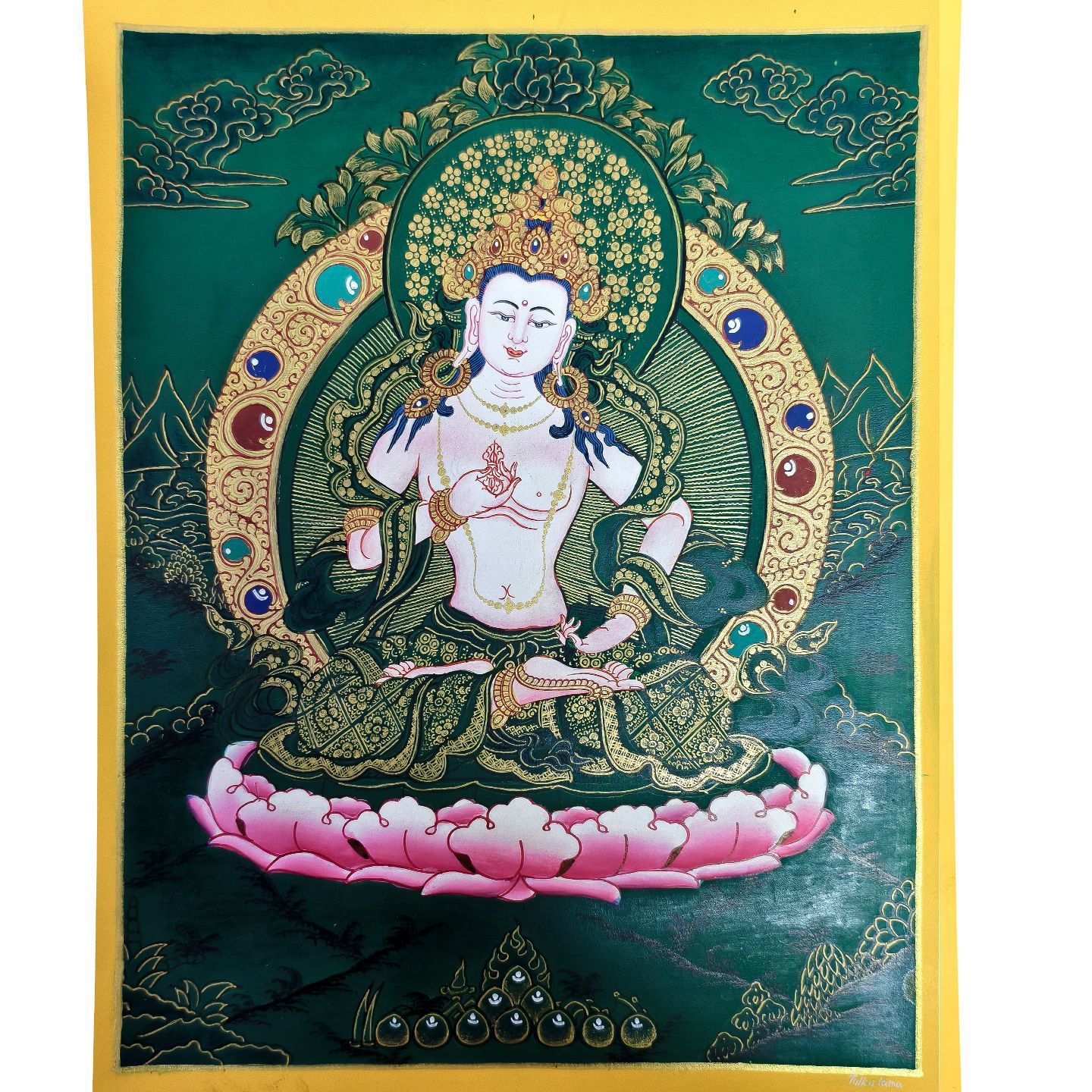 Vajrakilaya verte - Figurine unique - Peinture en forme de cœur - 2316
