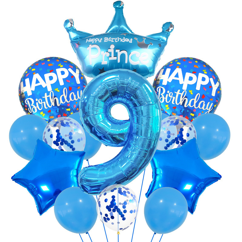 Blue balloons set 9 year