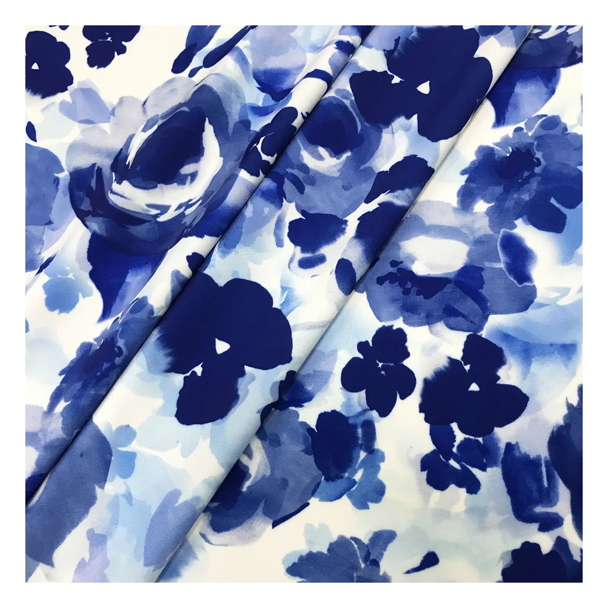 Grosir Tiongkok pola lukisan biru cetak Digital peregangan tinggi kain Lycra poliester disesuaikan untuk pakaian renang