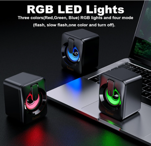 RGB <strong>Computer</strong> <strong>Speaker</strong> USB Powered 2.0 Mini Portable <strong>Bluetooth</strong> Subwoofer with RGB Lights for PCs Laptops Tablet Phone - Product Image 3