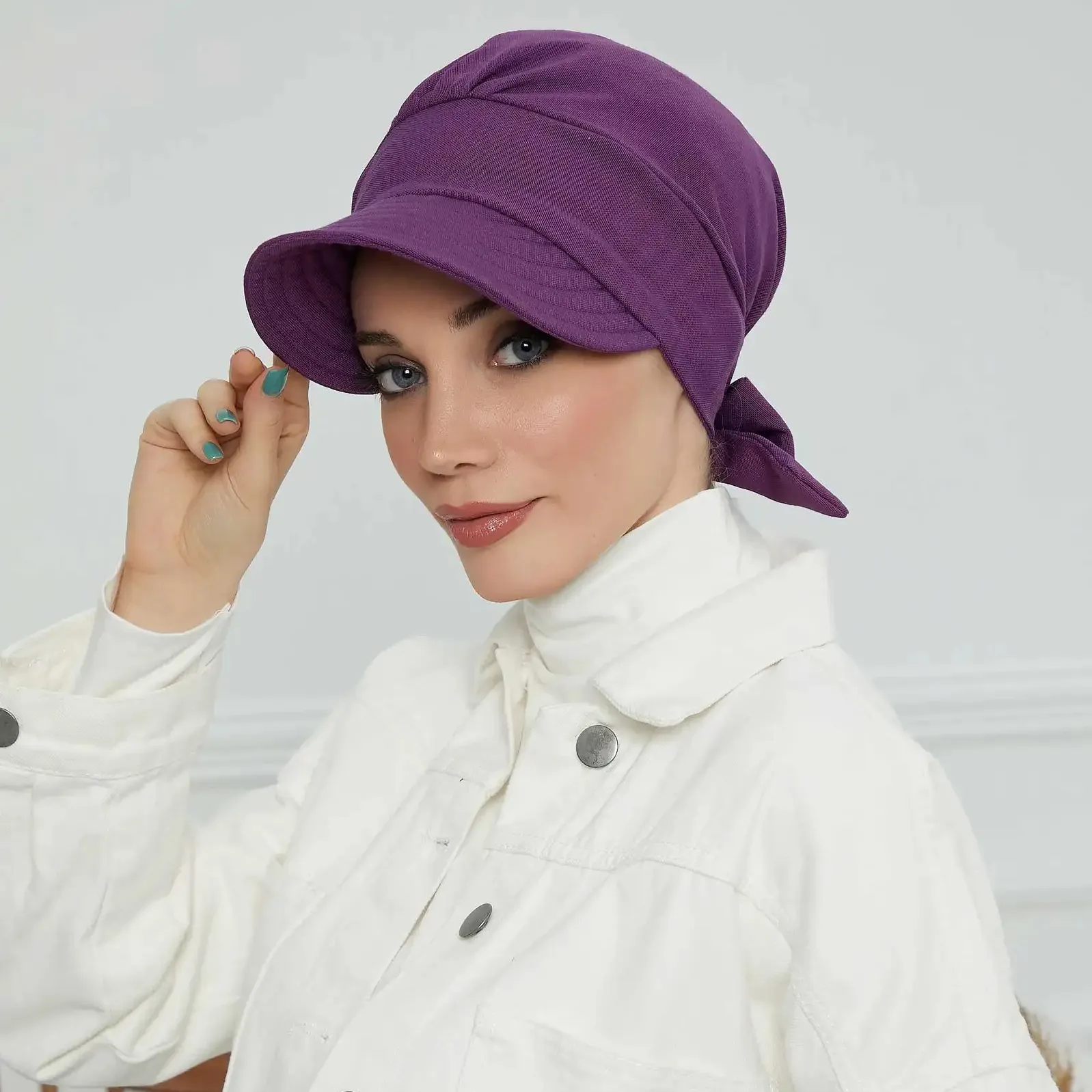 Nuovo cappello a tesa larga in cotone misto musulmano da donna con turbante a turbante istantaneo islamico arabo da donna