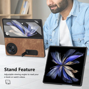 キックスタンドスクリーンプロテクターシェル付きクロームレトロデザインハードケース-Vivo X Fold2ケース用メンブレン統合保護ケース - Product Image 5