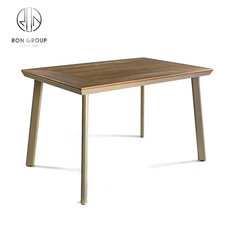 Mesa de aluminio moderna de plástico para restaurante, juego de mesa de centro de madera para jardín, buffet, gran oferta