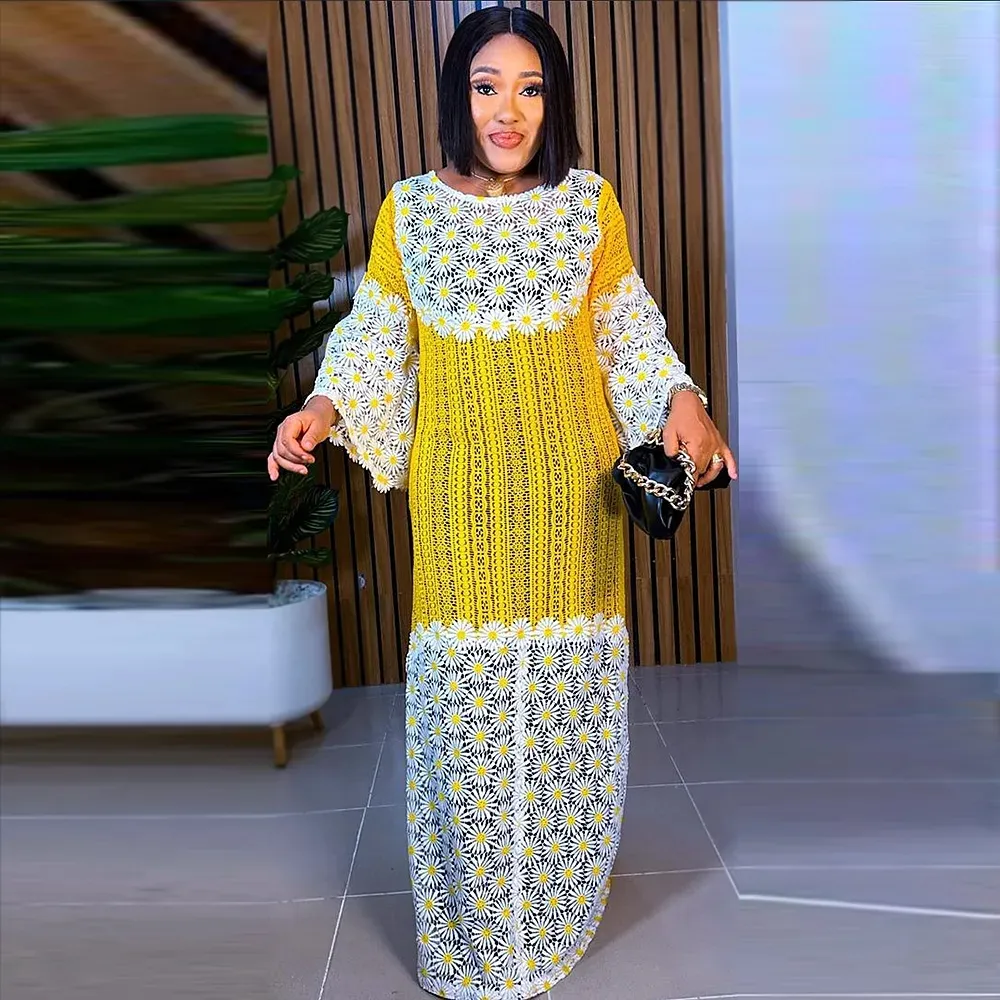Элегантные африканские платья для женщин, новое мусульманское платье 2023, модное платье Abayas, Dashiki, Анкара, кружевное свадебное платье кафтан, Длинное Платье Макси