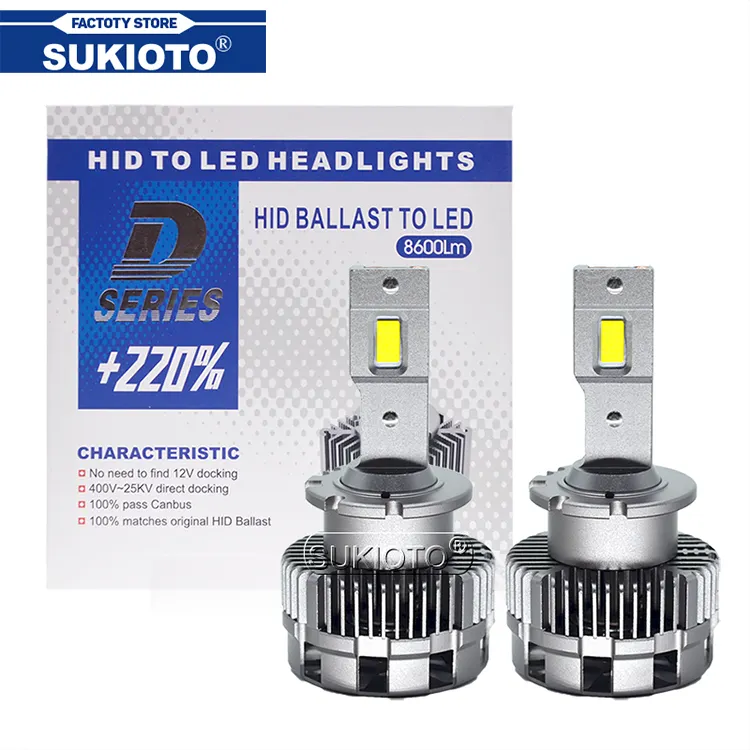 SUKIOTO 2 قطعة D4S مصباح ليد D2S LED مصباح أضاءه أمامي عالية الطاقة 35W * 2 8600LM الأبيض D2 أدى لمبة لاستبدال HID تحويل زينون لمبة